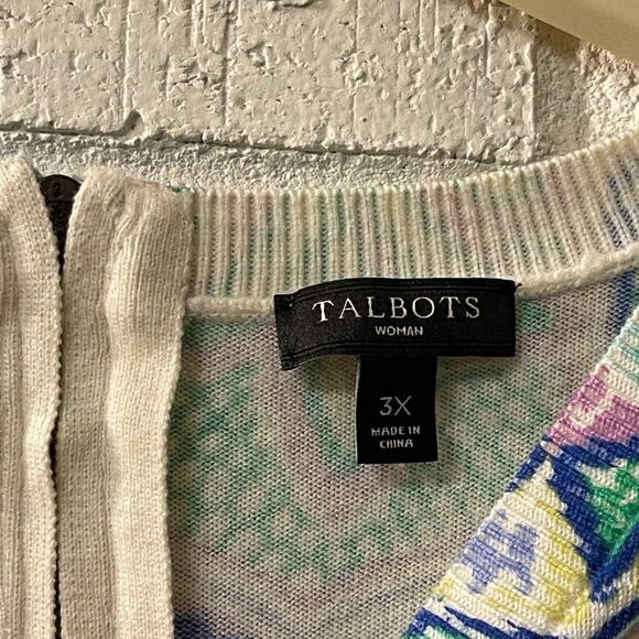 Talbots Green Yellow Lightweight Sweater Plus Size Curvy 3X - Picture 5 of 12